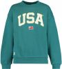 America Today Junior sweater met tekst zeegroen/ecru online kopen