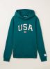 America Today Junior hoodie Scottie met logo petrol/wit online kopen
