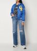 Colourful rebel Blauwe Jack Felicia Patch Satin Bomber Jacket online kopen