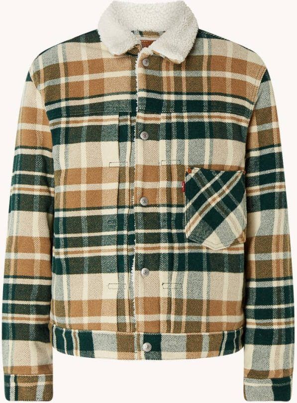 Levi's Sherpa Trucker oversized overshirt in wolblend met ruitdessin online kopen
