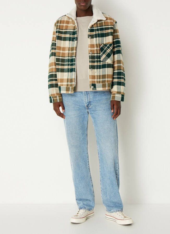 Levi's Sherpa Trucker oversized overshirt in wolblend met ruitdessin online kopen