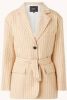 Maje Striped cotton and linen blazer Varcel , Beige, Dames online kopen