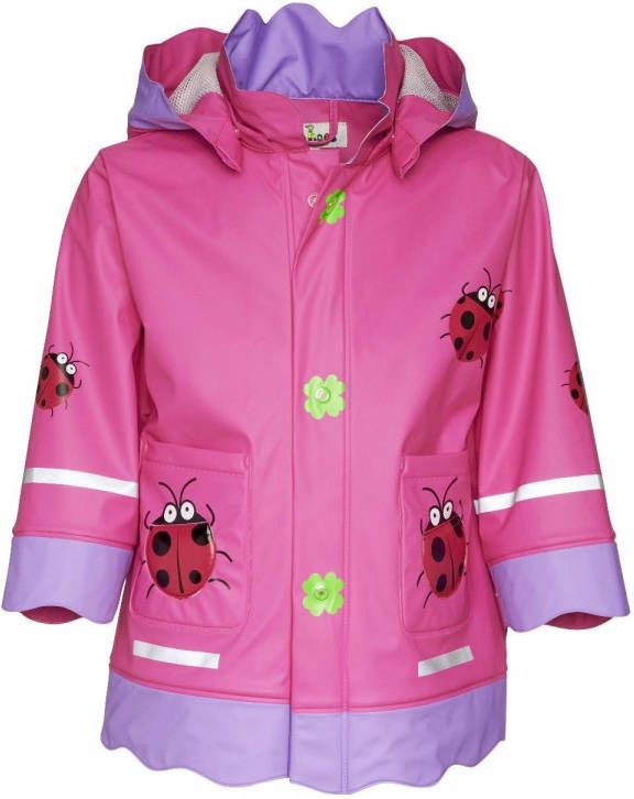 Playshoes Regenjas voor meisjes met geluksbeestje, roze (900 origineel)., 104 cm