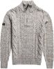 Superdry gemêleerde grofgebreide trui JACOB HENLEY thu concrete twist online kopen