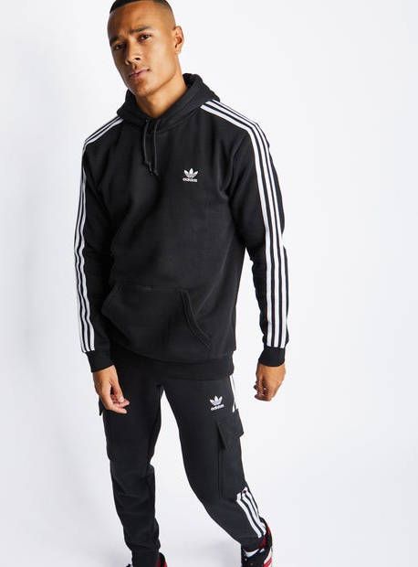 Adidas Adicolor 3 Stripes Over The Head Heren Hoodies Black 70% Katoen, 30% Polyester online kopen