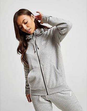 Nike Essential Full Zip Hoodie Dames Dark Grey Heather/Matte Silver/White/White Dames online kopen