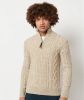 Superdry gemêleerde grofgebreide trui JACOB HENLEY thu concrete twist online kopen