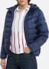 Tommy Jeans gewatteerde jas TJW QUILTED TAPE HOODED JACKET met logo donkerblauw online kopen