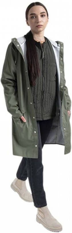 Rains regenjas 1202 Long Hooded Jacket olijfgroen online kopen