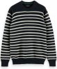 Scotch and Soda Truien Striped structure knitted cotton pullover in Organic Cotton Blauw online kopen
