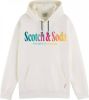 Scotch & Soda Colourful artwork hooded sweatshirt denim white online kopen
