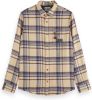Scotch & Soda Beige Casual Overhemd Regular Fit Mid weight Brused Flannel Check Shirt online kopen