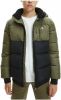 Calvin klein JEANS gewatteerde winterjas Boys Outerwear van gerecycled polyester donkergroen/zwart/wit online kopen