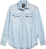 G-Star 3301 slank shirt l s lichte verouderde denim G star, Blauw, Heren online kopen