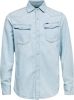 G-Star 3301 slank shirt l s lichte verouderde denim G star, Blauw, Heren online kopen