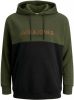 JACK & JONES PLUS SIZE hoodie JJEURBAN Plus Size met logo groen/zwart online kopen