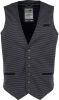 No Excess Gilet, yarn dyed stripe knitted dk grey online kopen