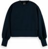 Scotch & Soda Donkerblauwe Sweater Loose Fit Button Shoulder Crewneck online kopen