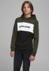 JACK & JONES JUNIOR hoodie JJELOGO met logo donkergroen/donkerblauw online kopen