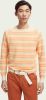 Scotch & Soda Oranje Trui Structured Knit Linen blend Crewneck Pullover online kopen