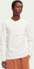 Scotch and Soda T shirts Structured Jersey Granddad Tee Wit online kopen