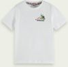 Scotch & Soda Regular fit T shirt van biologisch materiaal met bloemenartwork online kopen