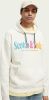 Scotch & Soda Colourful artwork hooded sweatshirt denim white online kopen