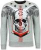Sweater Enos Rhinestone Trui Doodskop Crewneck- Ster Skull Sweater - online kopen