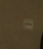 Hugo Boss trui donkergroen effen met logo katoen ronde hals online kopen