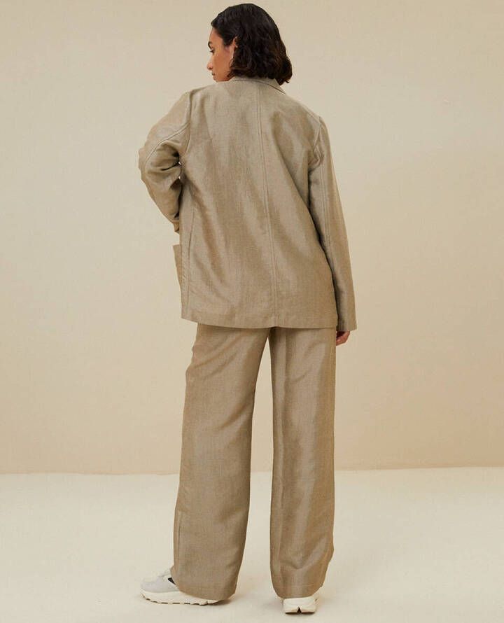 By-bar by bar Robyn high waist straight fit pantalon met glanzende finish online kopen