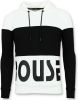 Sweater Enos Hoodie Slim Fit Striped Sweater Black And White - online kopen