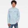 G-Star 3301 slank shirt l s lichte verouderde denim G star, Blauw, Heren online kopen