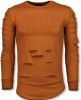 Sweater Justing 3D Stamp PARIS Trui Damaged Sweater Oranje online kopen