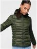 ONLY doorgestikte gewatteerde jas ONLTAHOE donkergroen online kopen