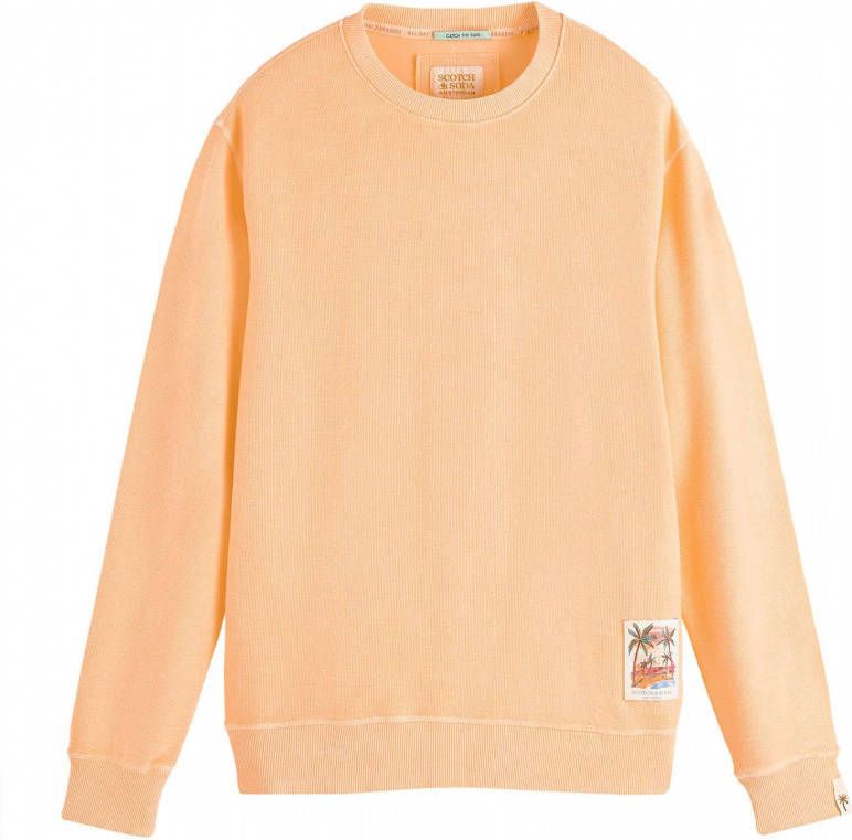 Scotch & Soda Garment dyed interlock felpa sweats punch orange online kopen
