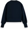 Scotch & Soda Donkerblauwe Sweater Loose Fit Button Shoulder Crewneck online kopen