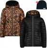 Vingino reversible winterjas Tajra met dierenprint geel/zwart online kopen