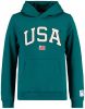 America Today Junior hoodie Scottie met logo petrol/wit online kopen