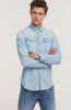 G-Star 3301 slank shirt l s lichte verouderde denim G star, Blauw, Heren online kopen