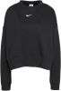 Nike Sportswear Collection Essentials Oversized sweatshirt van fleece met ronde hals voor dames Black/White Dames online kopen