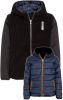 Vingino reversible gewatteerde winterjas Teson met contrastbies donkerblauw/zwart online kopen