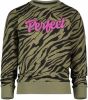 Vingino sweater Nanoek met zebraprint army groen/zwart/roze online kopen