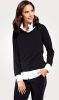 MONA 2 in 1 shirt met blouse inzetten Zwart/Wit online kopen